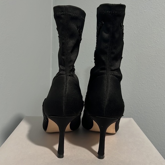 Zara Basics Black Satin Beaded Booties Boots - Picture 8 of 14